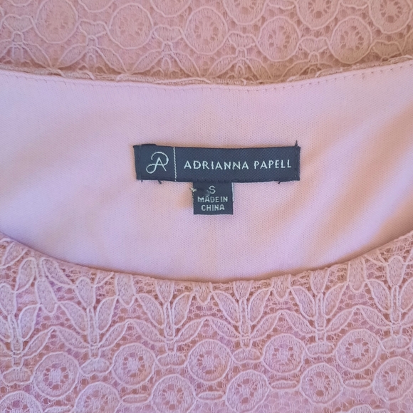 Adrianna papell pink lace bell sleeve top blouse sz small *F - Picture 5 of 8